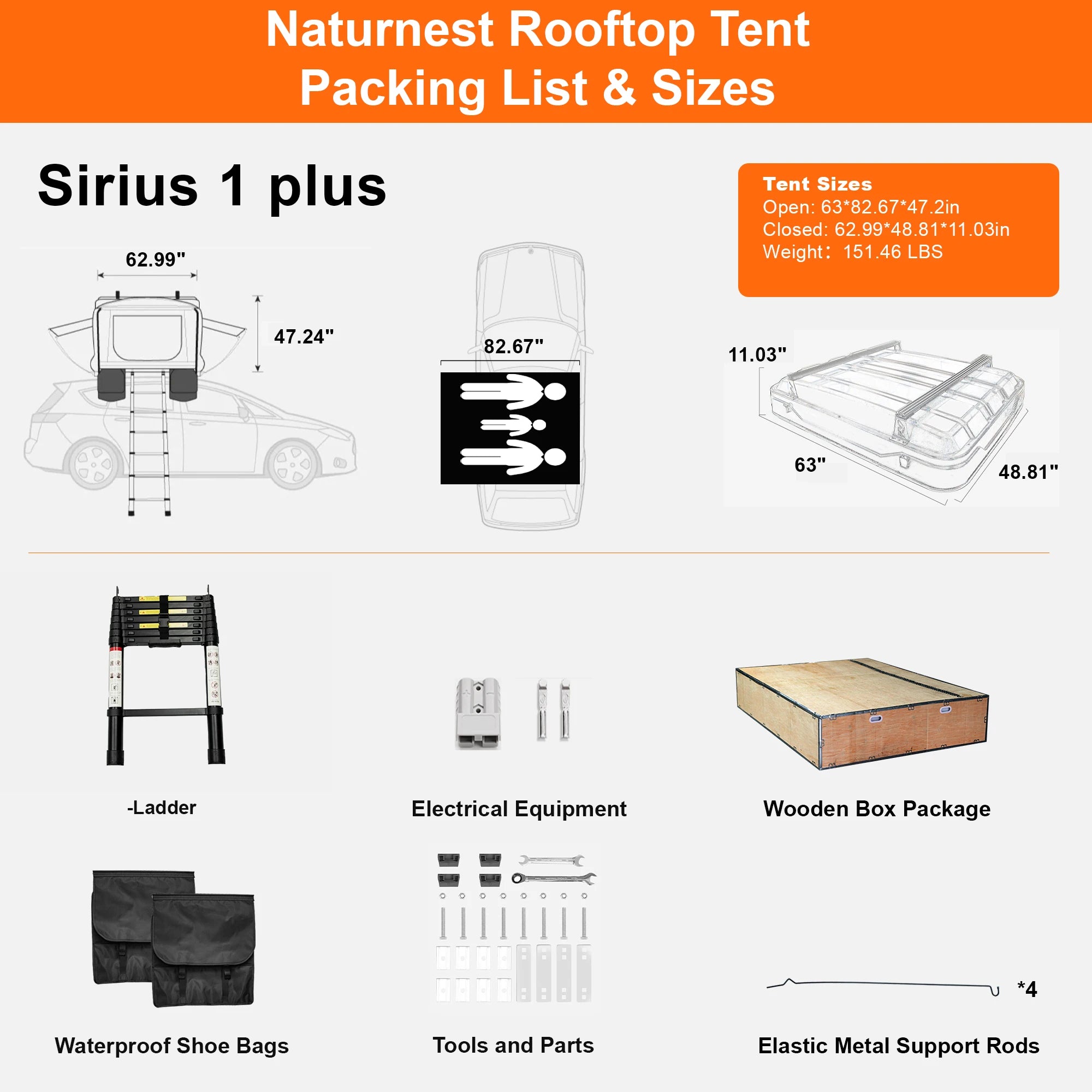 Naturnest Sirius 1 Plus Clamshell Rooftop Tent