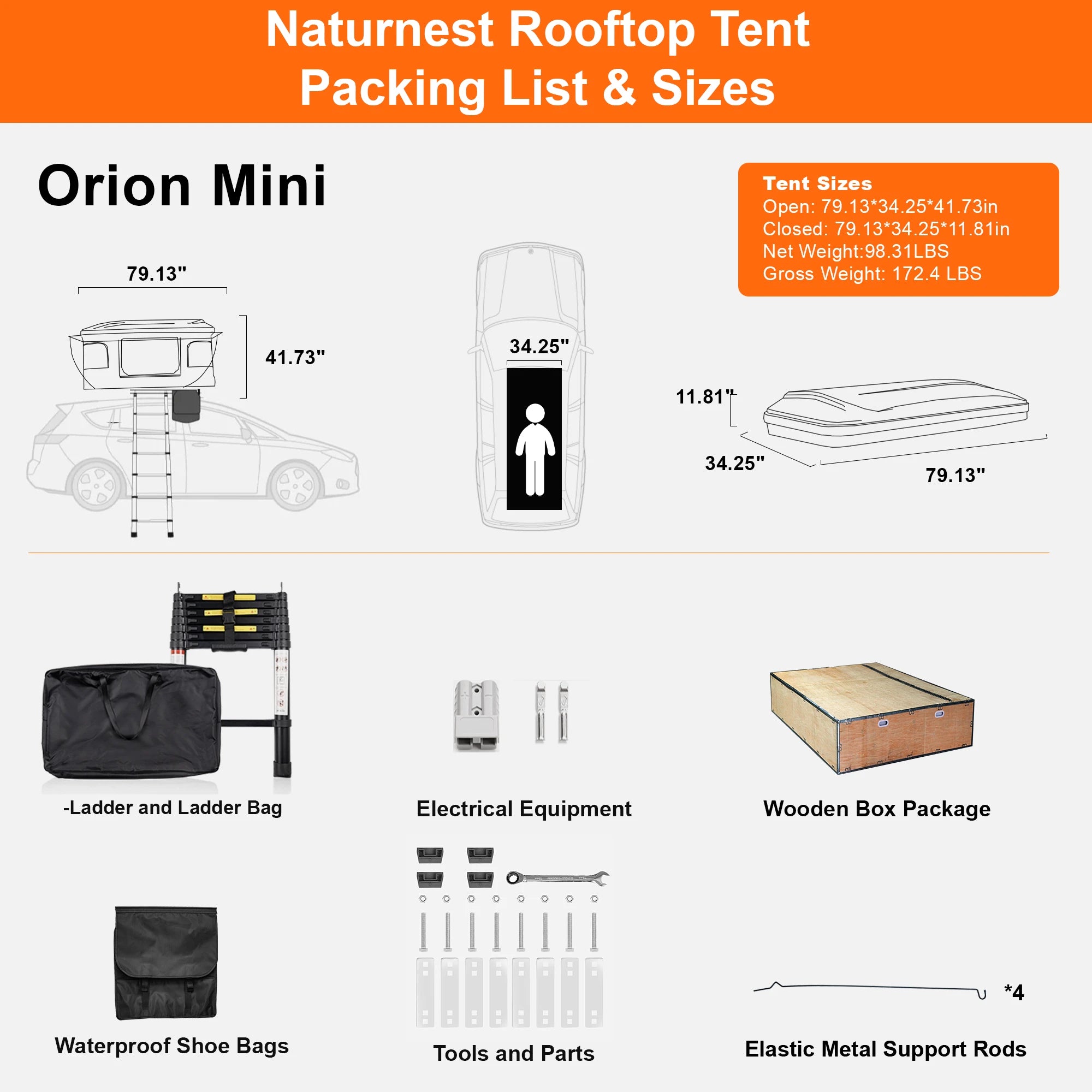 Naturnest Orion Mini Hard Shell Rooftop Tent
