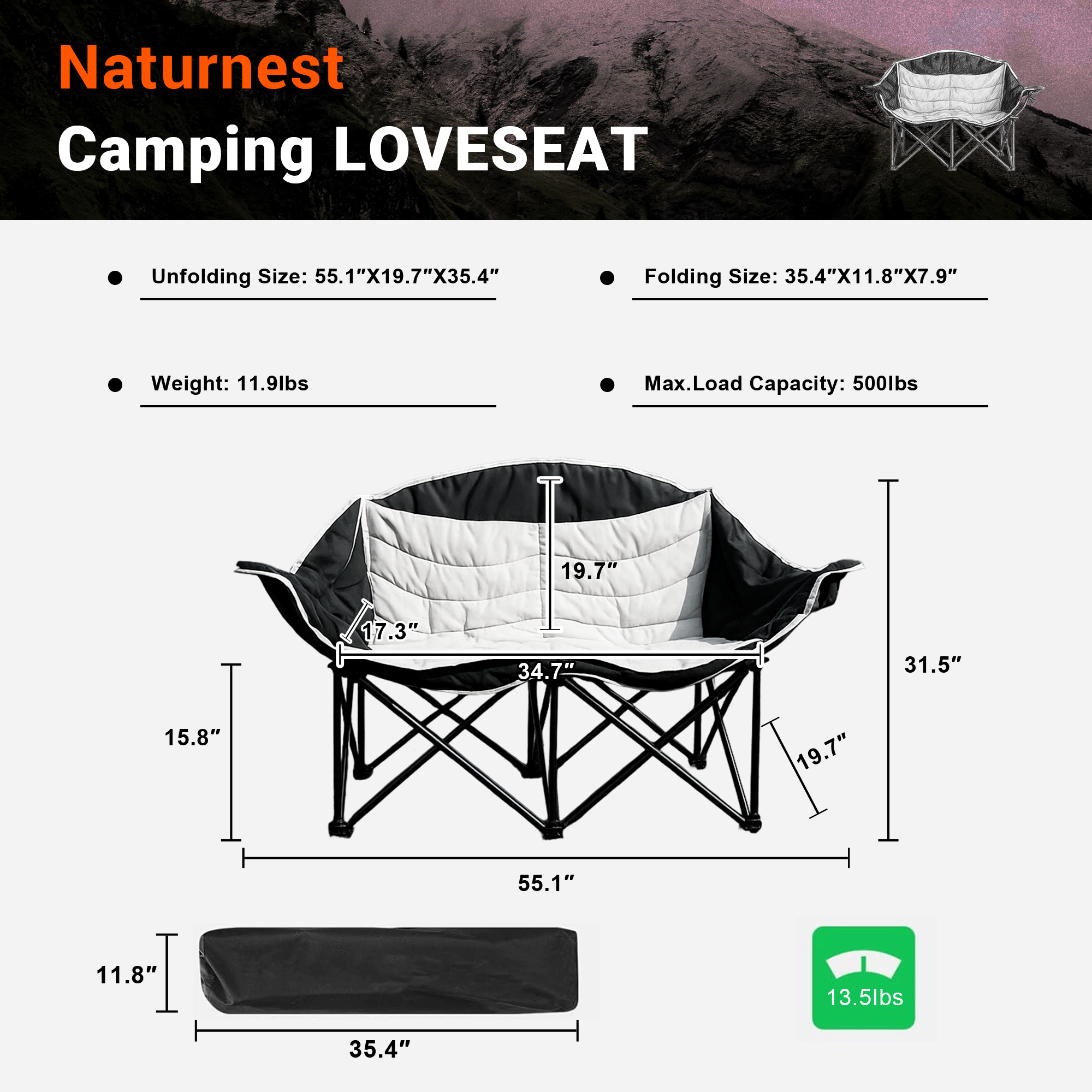 Naturnest Double Folding Camping Chair