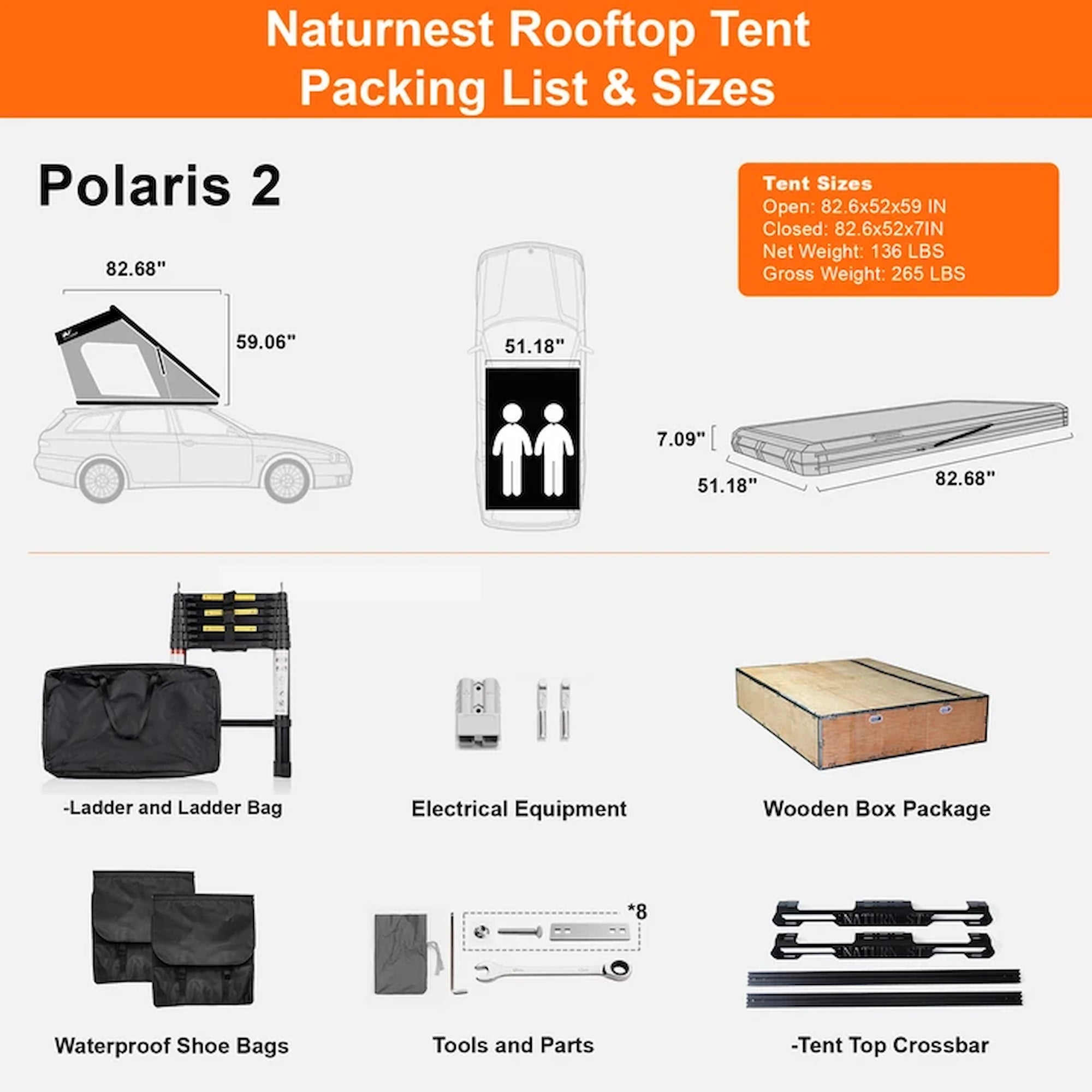 Naturnest Polaris 2 Triangle rooftop tent
