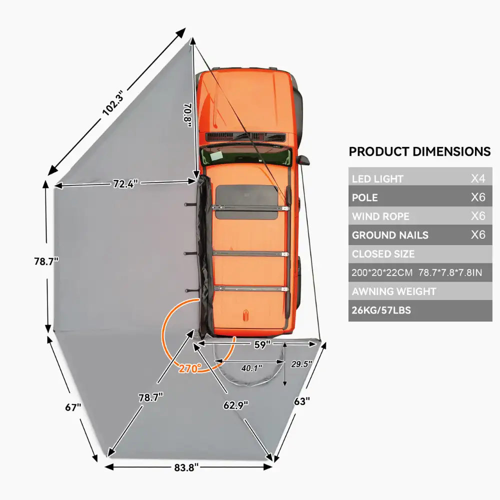Naturnest 270 Car Awning Plus