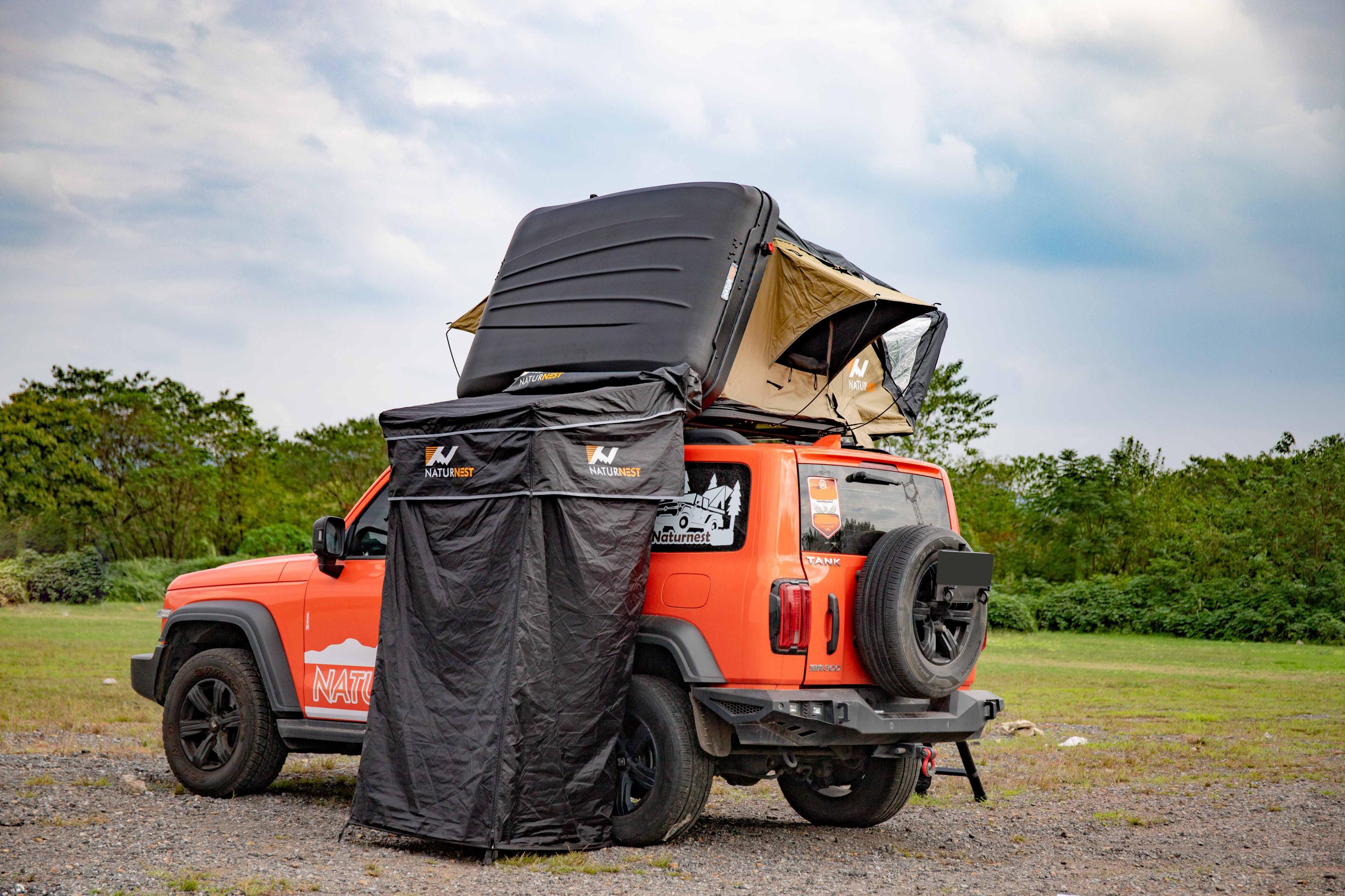 Naturnest Sirius 1 rooftop tent +Naturnest shower room