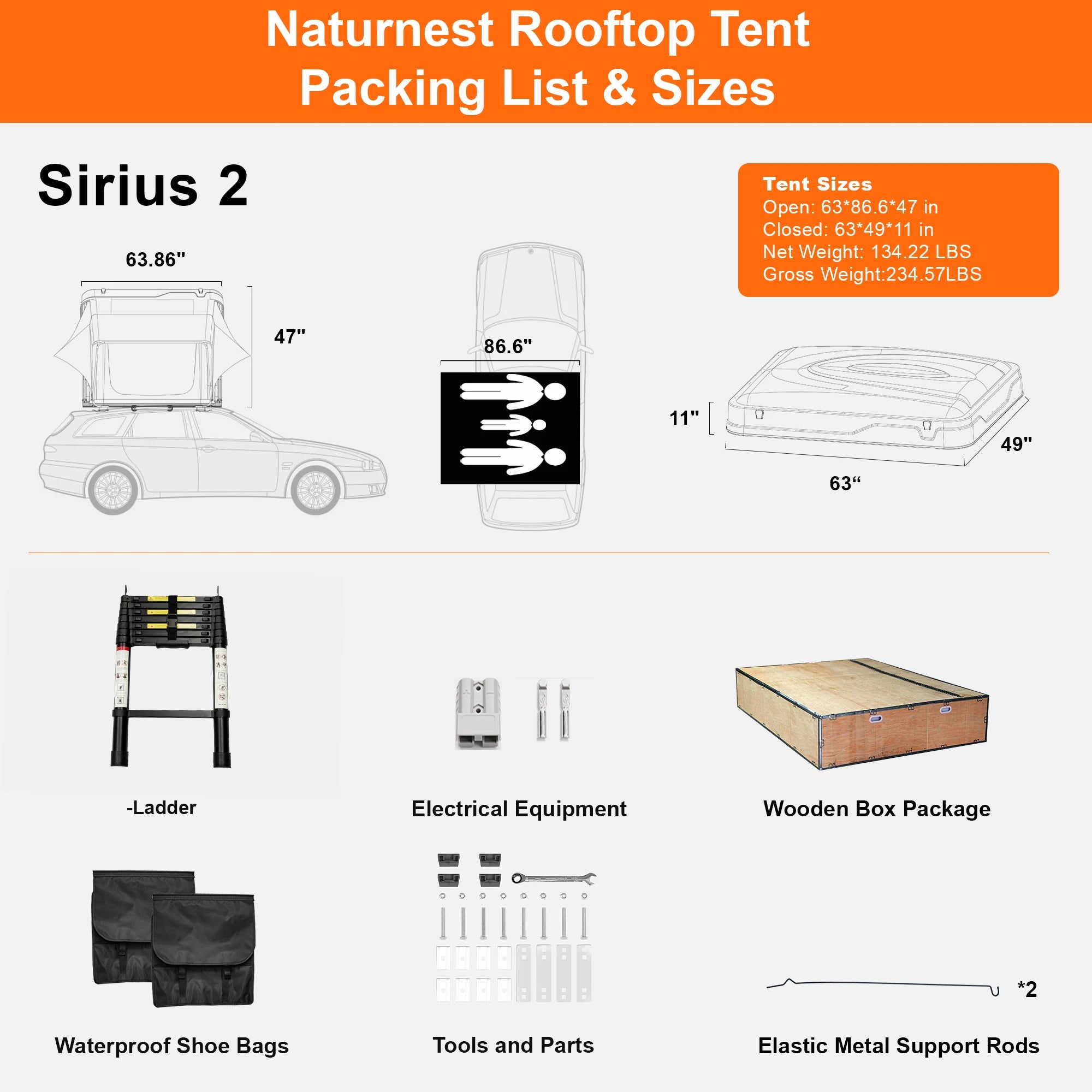 Naturnest Sirius 2 Clamshell Rooftop Tent