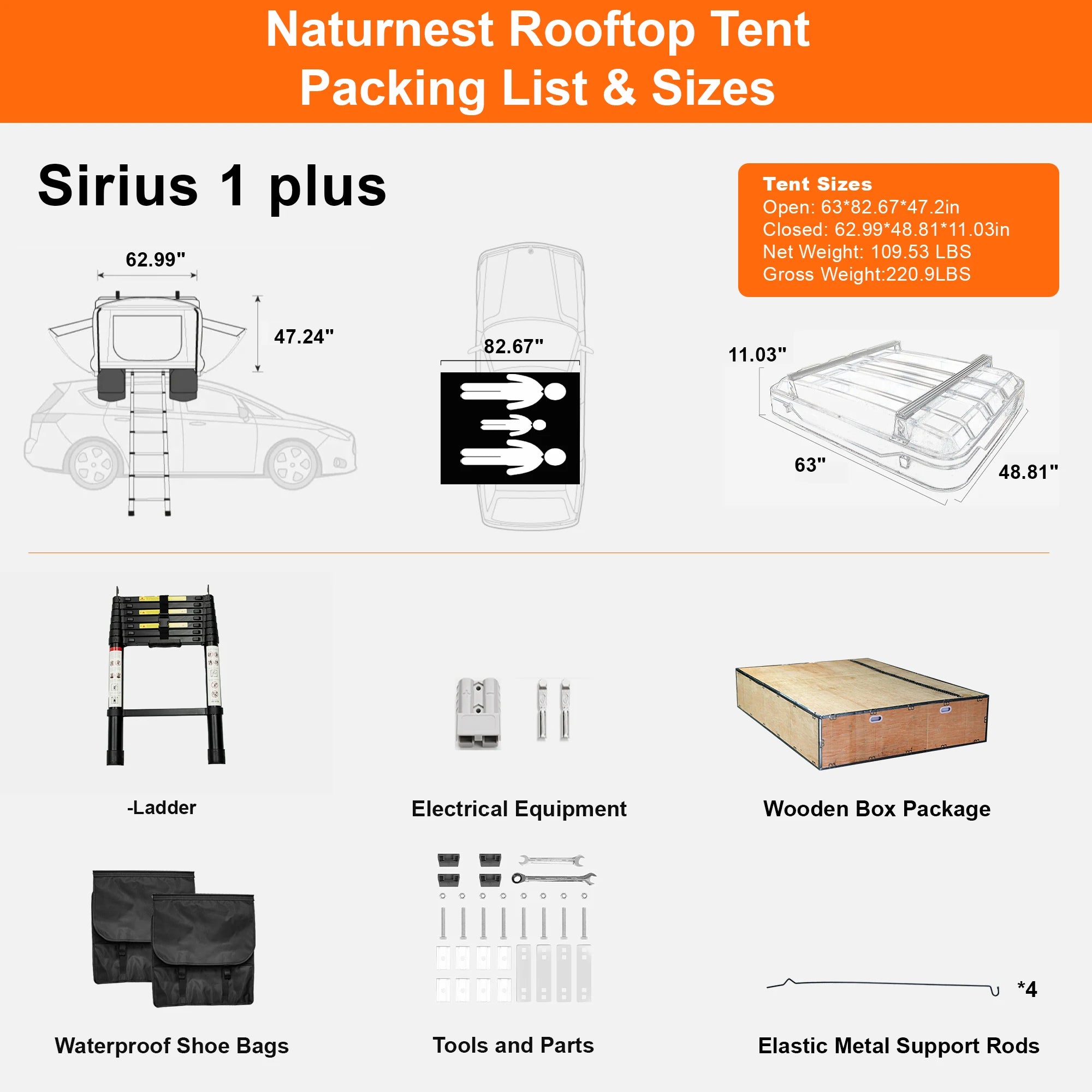 Naturnest Sirius 1 Plus Clamshell Rooftop Tent